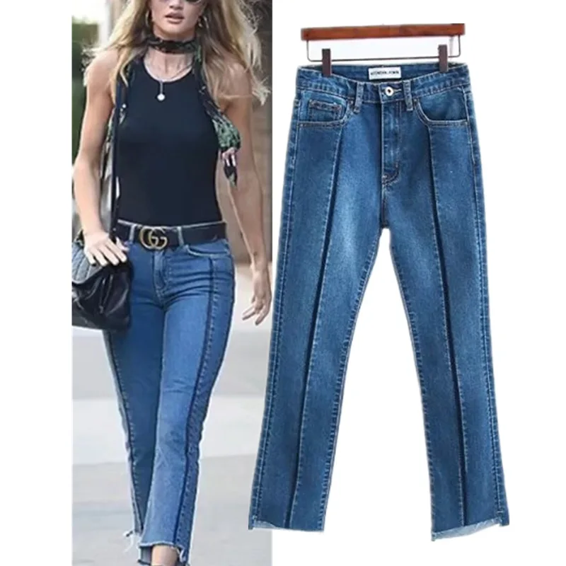 2018 Женская одежда с высокой талией обтягивающие эластичные потертые джинсовые