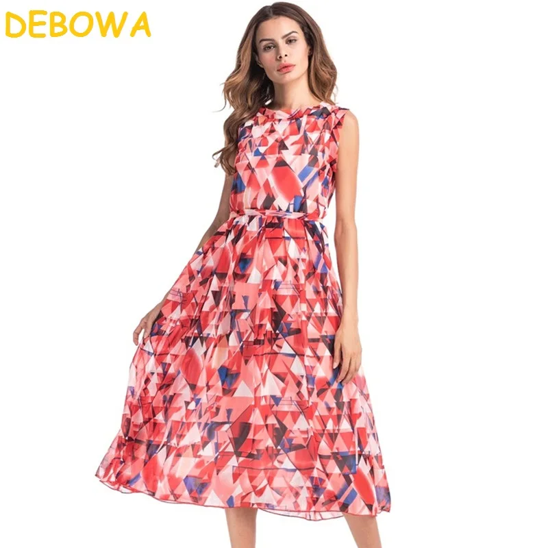 Фото Debowa 2018 New Summer Dress Women Floral Print Long Chiffon Sweet Bohemian Beach Женская одежда Debowa 2018 New Summer Dress Women Floral Print Long Chiffon Sweet Bohemian Beach Женская одежда