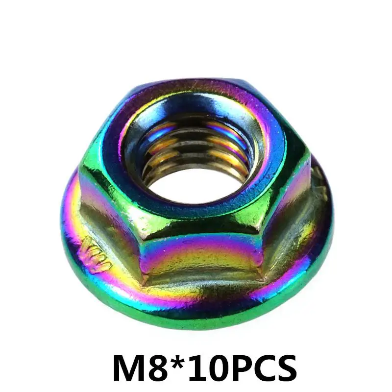 M810PCS 10 шт. M6 M8 мотоциклетные винтовые гайки поворотные пряжки рукава муфты покрытие из нержавеющей стали Многоцветный для Honda Yamaha Kawasaki Suzuki - Цвет: M810PCS