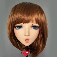 han 01female sweet girl resin half head kigurumi bjd eyes crossdress cosplay japanese anime role lolita mask with eyes and wig
