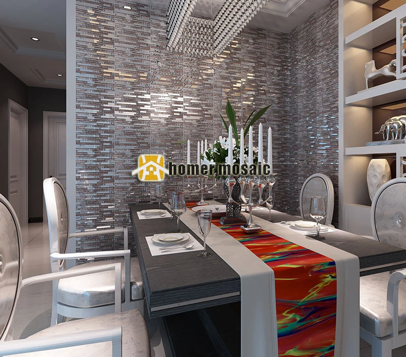 Полоска из коричневого стекла Смешанная металлическая мозаика нержавеющей