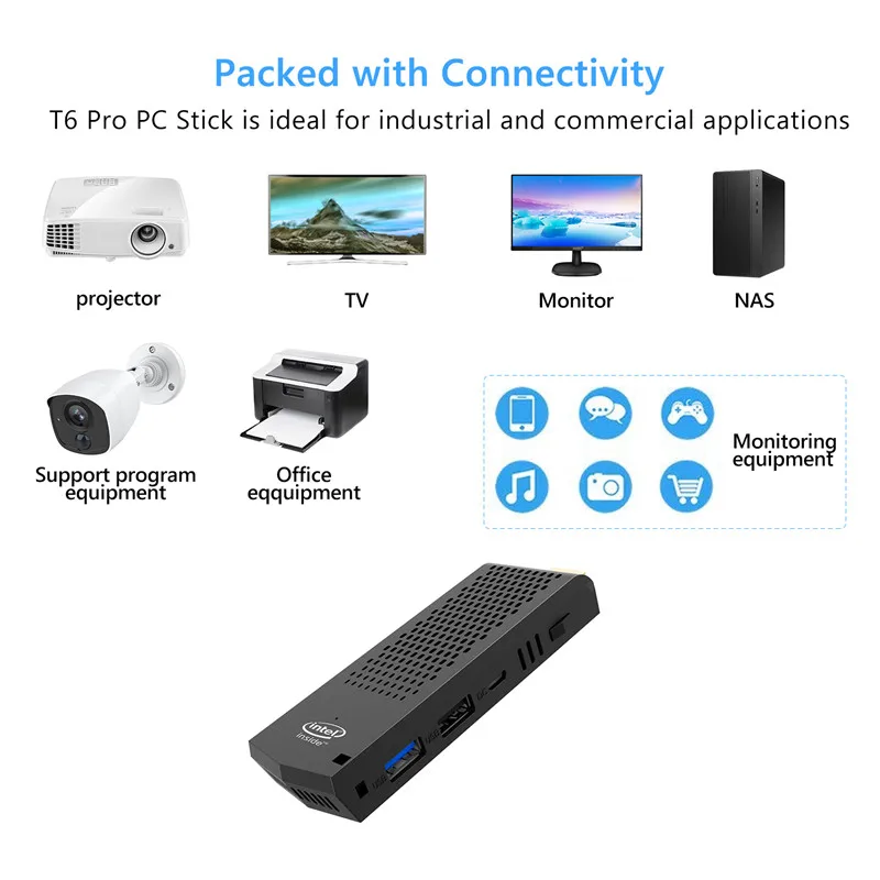 T6 Pro мини-ПК, четырехъядерный процессор Intel Atom Z8350, 1,44 ГГц, 2G/32G, 4 ГБ/64 ГБ, Windows 10, 2,4 ГГц/5,8 ГГц, Wi-Fi, компьютерная мини-карта