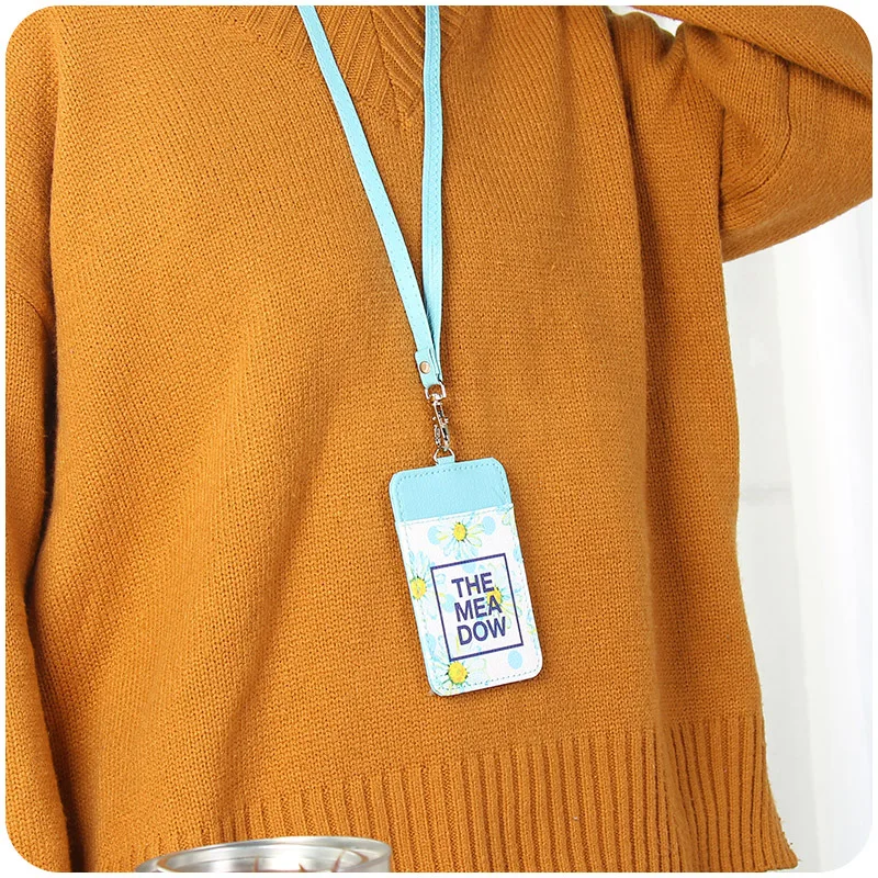 Держатель для карт с милыми цветами держатель ID кожаный автобуса аксессуары