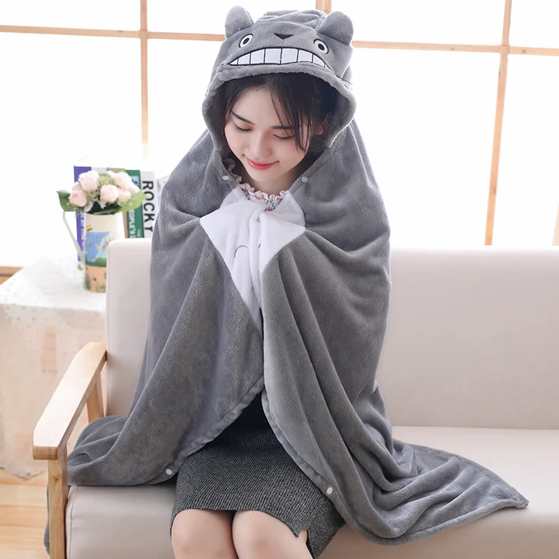 XINTOCH игрушка Тоторо плюшевое одеяло с капюшоном Kawaii милый животные сна верхняя одежда плащ PP Хлопок подарок для детей Прямая