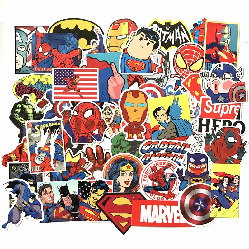 35 шт. наклейки на скейтборд Marvel мстители Дэдпул Железный человек|Игровые фигурки