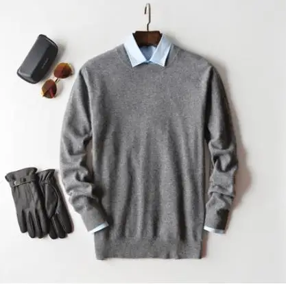 Dark gray o-neck Кашемировый хлопковый смешанный пуловер и свитер для мужчин осень зима теплая одежда джемпер hombre robe pull homme hiver вязаный свитер - Цвет: Dark gray o-neck
