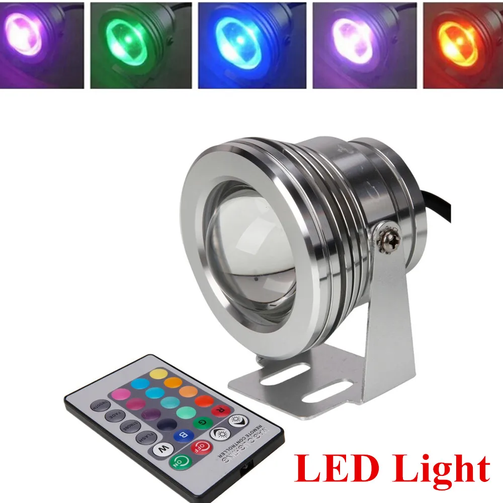 Светодиодный фонтанный светильник IP68 7 цветов 10 Вт для бассейна пруда аквариума 12