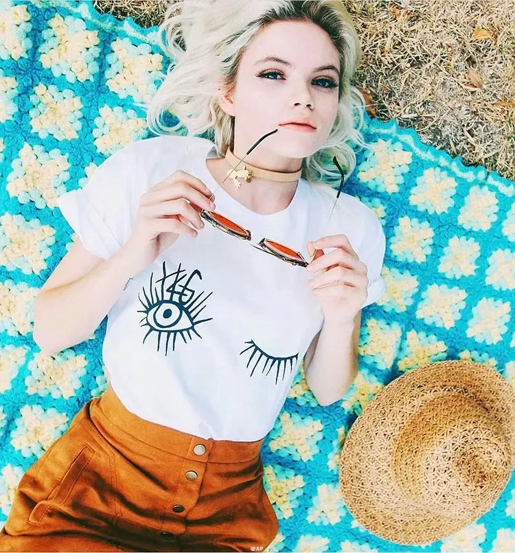 Футболка женская с принтом глаза милая Повседневная рубашка в стиле Харадзюку