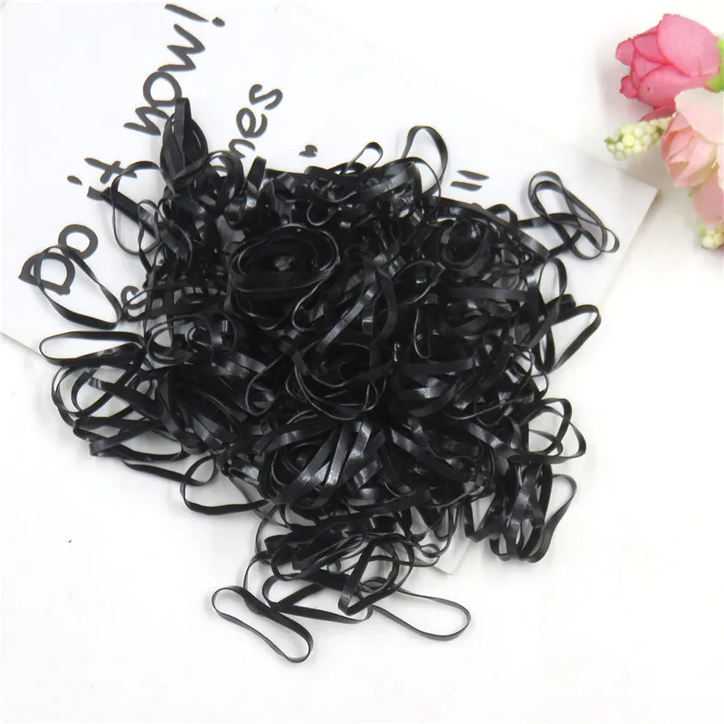 About 100PCS Gummies Black Elastic Silicone Hair Bands For Girl Hair Gums Woman Scrunchy Kids Rubber Hair Accessories Headband