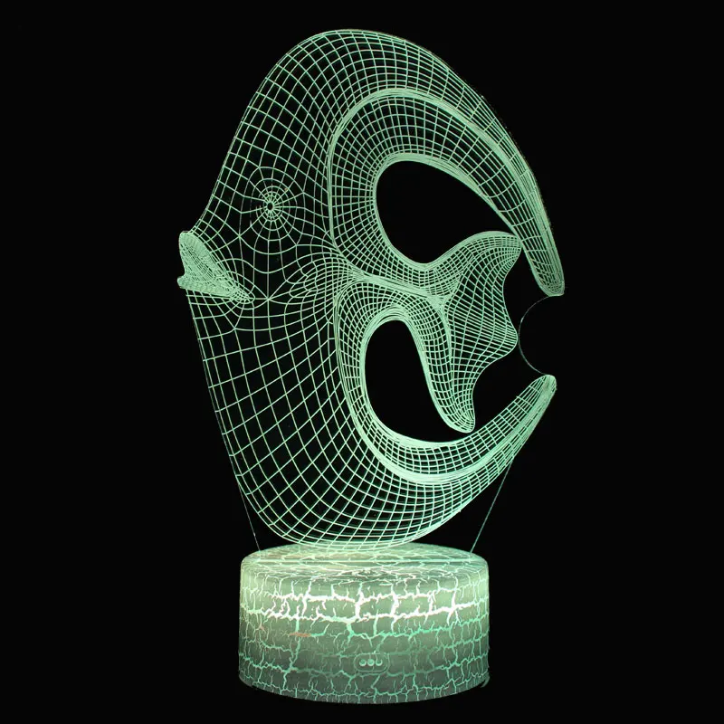 3D лампа в виде коралловых рыбок светодиодный ночсветильник 7 цветов Сенсорная