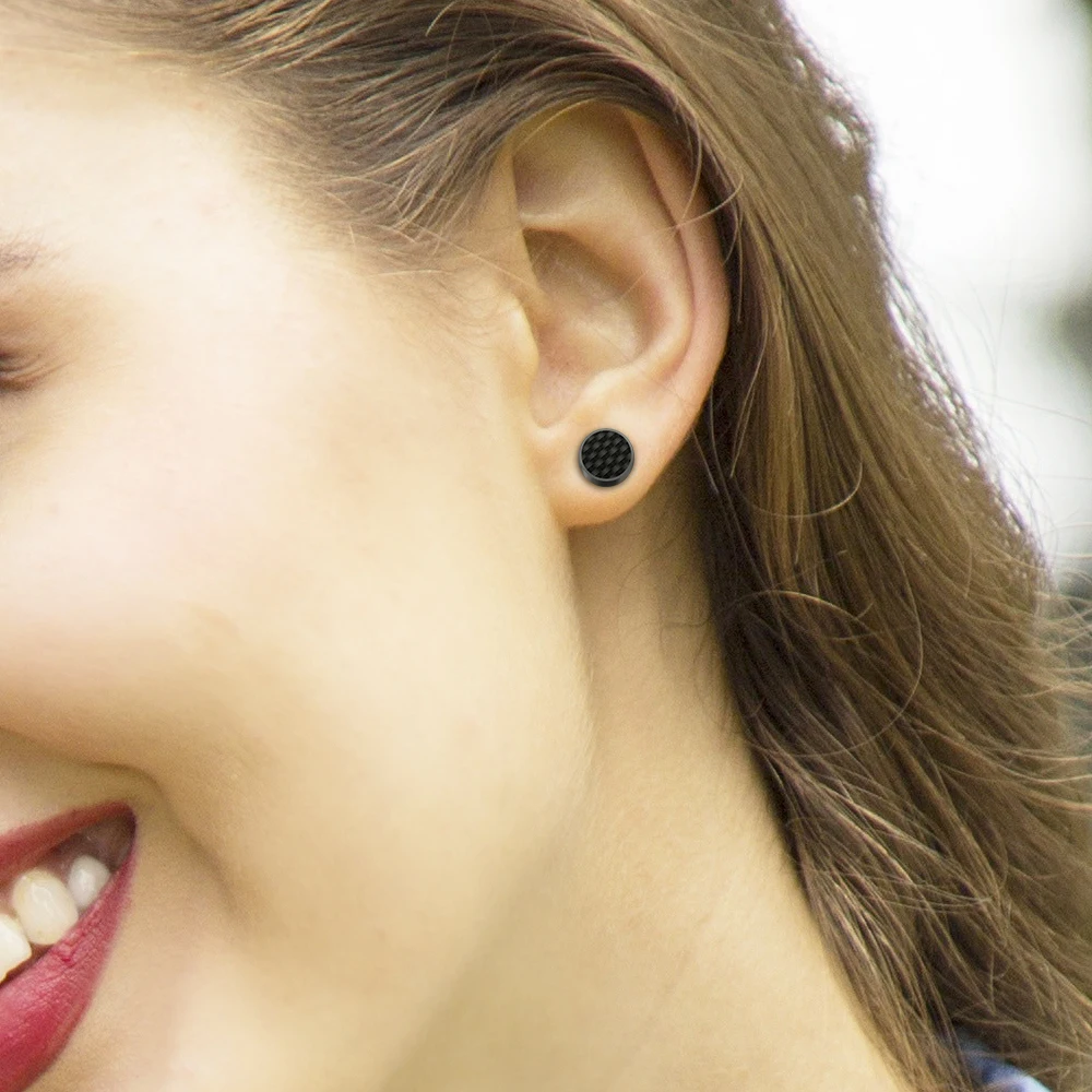 Серьги в стиле панк рок-жеребец для мужчин и женщин модные черные круглые серьги