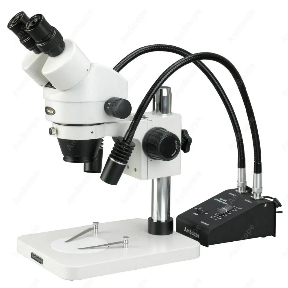 

Zoom Stereo Microscope--AmScope Supplies 7X-90X Manufacturing Inspection Zoom Stereo Microscope with Gooseneck LED Lights