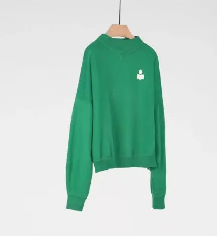 2018 Женский Зеленый свободный крой с высоким круглым вырезом длинными рукавами