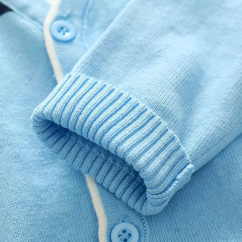 Вязаный свитер для мальчиков детский хлопковый в полоску с длинными рукавами