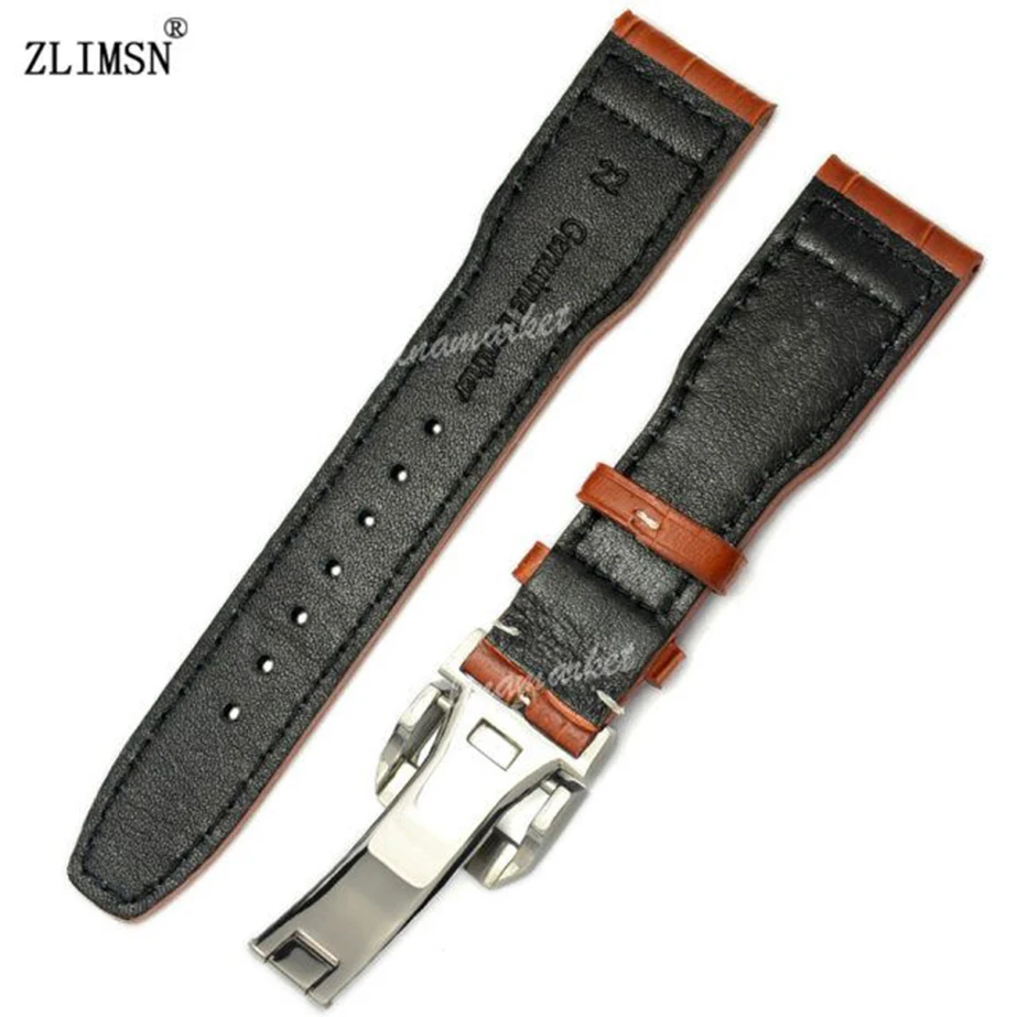 22mm MENS Manual Italy Genuine Leather Watch Band Strap FOR IWCWATCH Include Buckle Brown | Наручные часы