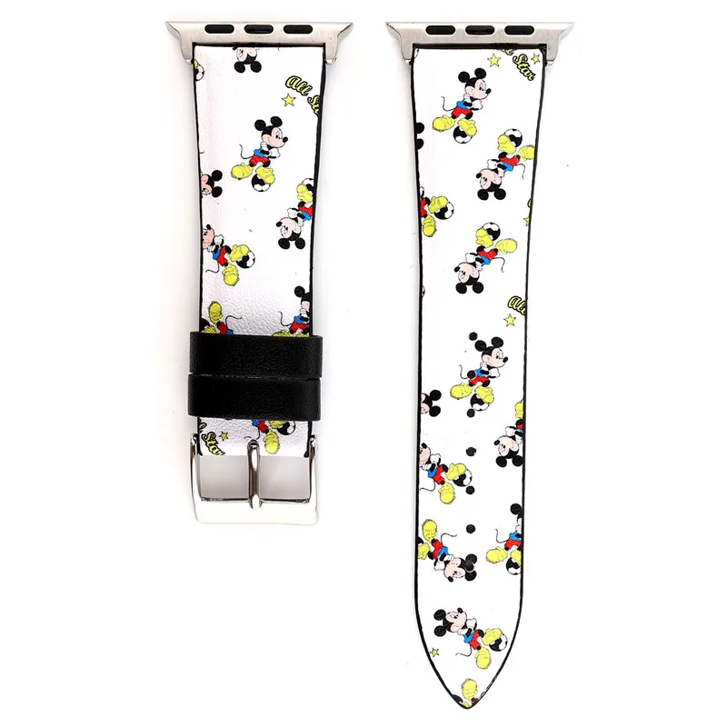 Mickey New 2 Ремешок YUKIRIN Dots Minnie Mickey из натуральной кожи для Apple Watch серии 4 3 2 1 ремешок для iWatch 38 42 мм 40 44 мм мышь - Цвет ремешка: Mickey New 2