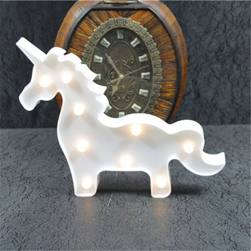 Unicorn Светодиодный светильник с единорогом, фламинго, домашнее детское украшение для украшения вечеринки для будущей матери, свадебной вечеринки, настольная лампа 3D со звездой, сердцем, ананасом, рождественским деревом, В - Цвет: Unicorn