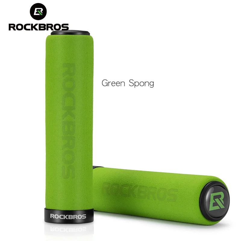 Green Spong ROCKBROS ухваты Сверхлегкий для езды на велосипеде, MTB велосипед силиконовый/губка Материал руль Анти-занос, удар-поглощая деталь для велосипеда - Цвет: Green Spong