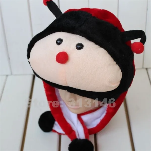 Мягкая Плюшевая Шапка бини с капюшоном в виде божьей коровки для взрослых женщин