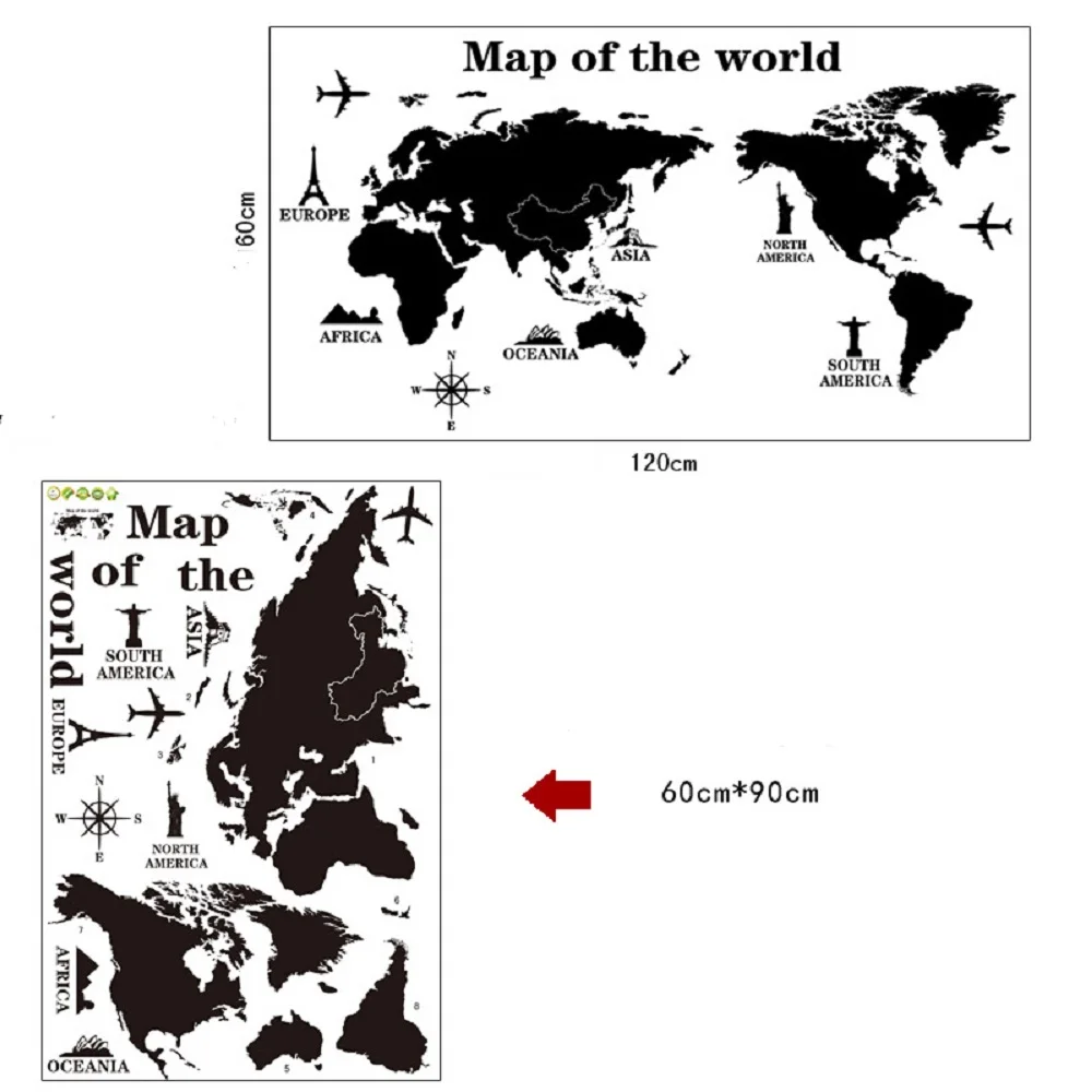DIY стикер на стену карта мира виниловые наклейки стены съемные s Фреска для