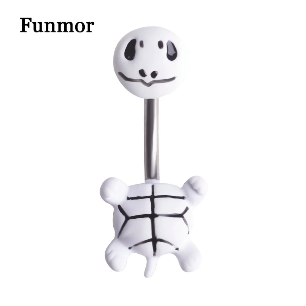 Funmor яркая черепаха пупка кольца из нержавеющей стали Животное Черепаха пирсинг для пупка кольцо для женщин девушек вечерние ювелирные изделия для тела