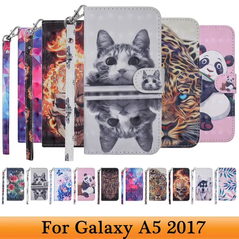Кожаный чехол для Samsung Galaxy A5 2017 SM A520 A520F откидной бумажник книжка