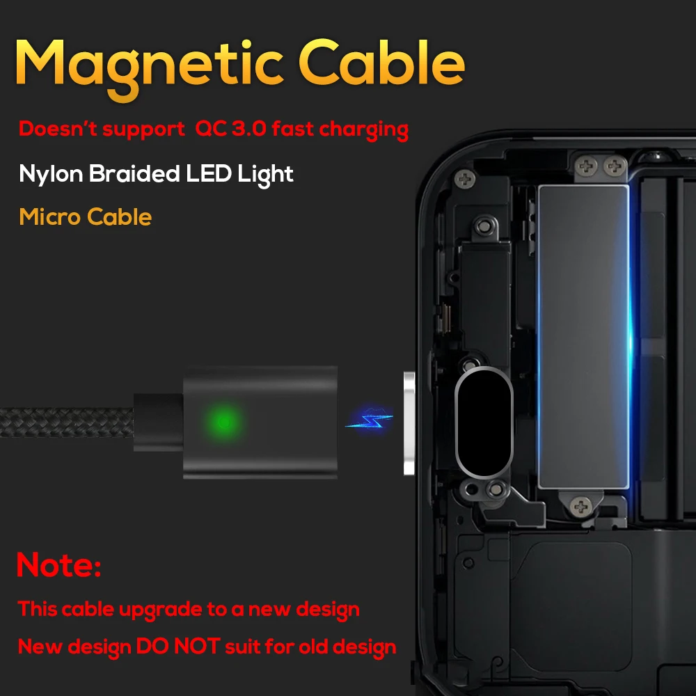 TOPK F-Line1 Магнитный Micro USB кабель со светодиодным индикатором обновленный нейлоновый плетеный кабель для синхронизации данных USB зарядный кабель для Micro USB порта