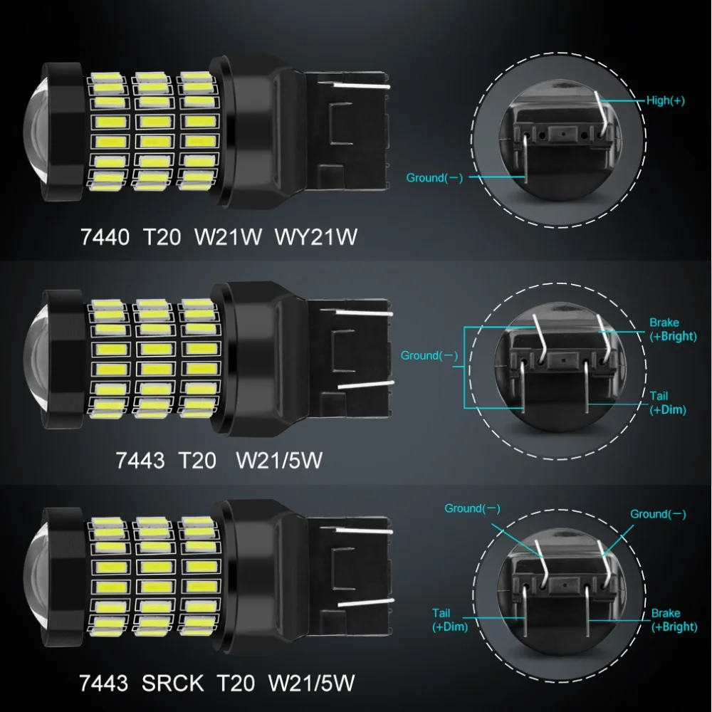 S& D новейший T20 7440 W21W WY21W светодиодный 7443 SRCK W21/5 W светодиодный лампы 12В Автомобильные фары поворотник тормозной задний фонарь Авто 1200LM
