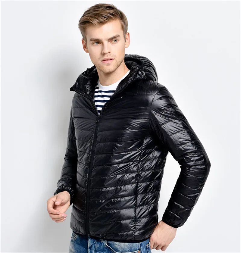 black hooded AYUNSUE/большой размер, Белый пуховик на утином пуху, мужские парки Hombre Invierno, легкое пальто, мужские пуховики, черные зимние пальто, WXF166 - Цвет: black hooded