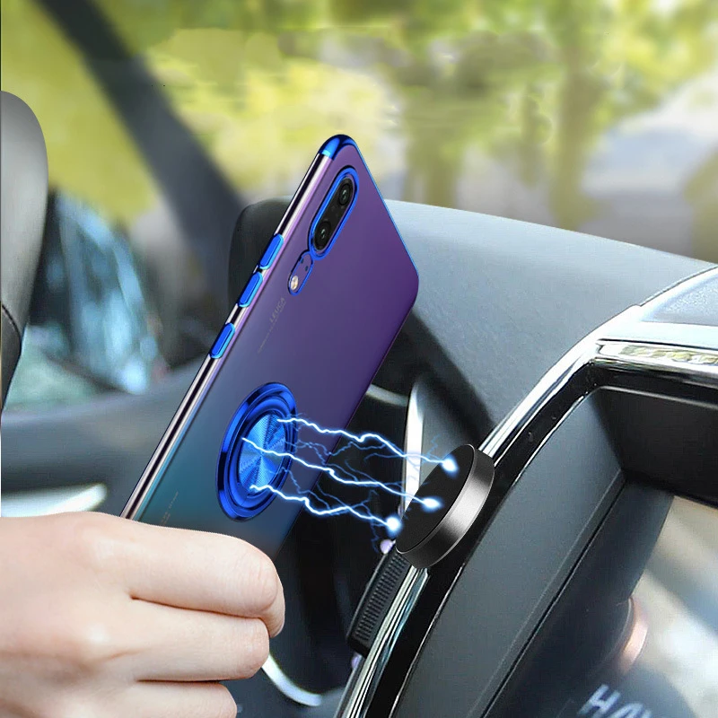 Мягкий чехол для Huawei P30 Pro Mate 30 20 P20 Lite Nova 5T 4e 3e Y9 Y7 Y5 Y6 Honor V20 V10, чехол с кольцом на палец