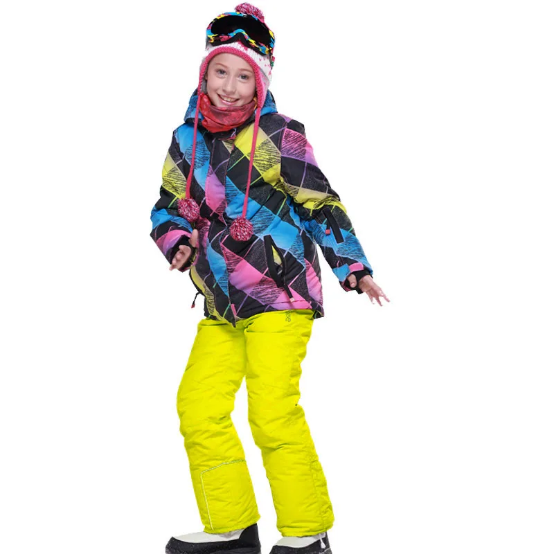 Winter Girls Clothing Sets Fleece Hooded Jackets Overalls Kids Ski Suits Outdoor Sports Children Skiing Outfits Teens Clothes