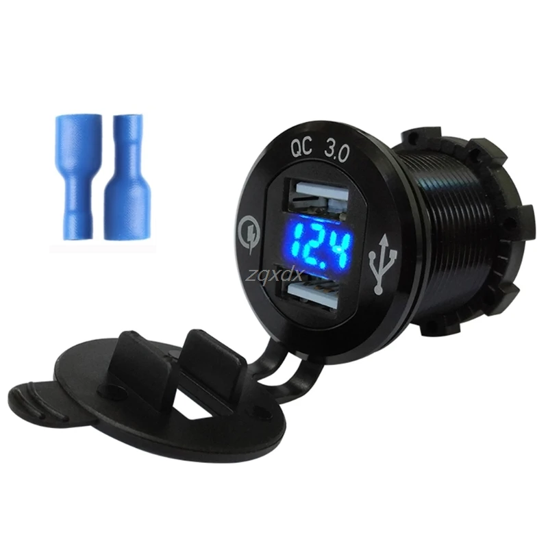 QC 3 0 алюминиевый мотоцикл Лодка автомобиль 2 USB зарядное устройство светодиодный