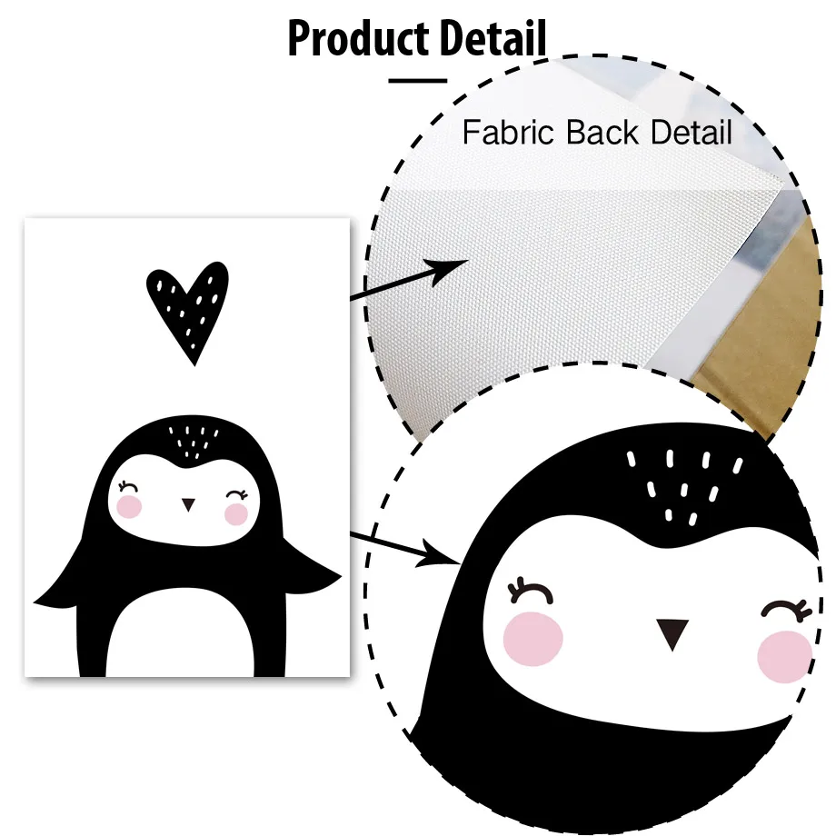 Черно белый мультяшный Ленивец Пингвин медведь ананас скандинавские плакаты и