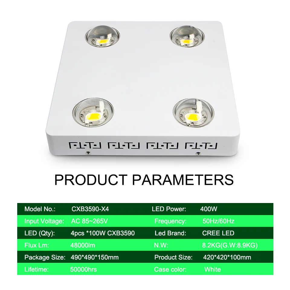 CXB3590-X4 Dimmable Полный спектр COB светодиодный светильник для выращивания CREE CXB3590 200 Вт 26000лм = HPS 400 Вт лампа для выращивания комнатных растений панельный светильник ing - Испускаемый цвет: CXB3590-X4