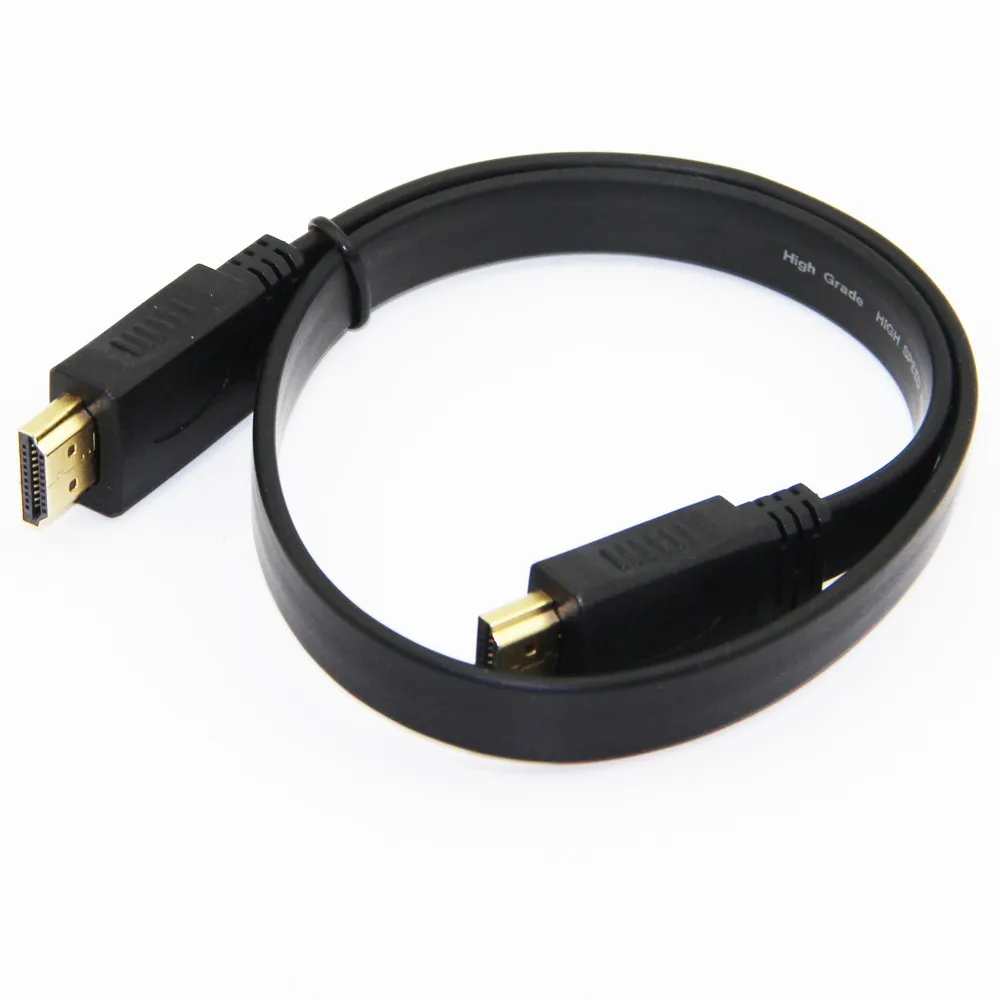 Позолоченный плоский кабель-лапша HDMI между штыревыми разъемами M/M V1.4 3D Full HD 1080P 30 см 50 см 100 см