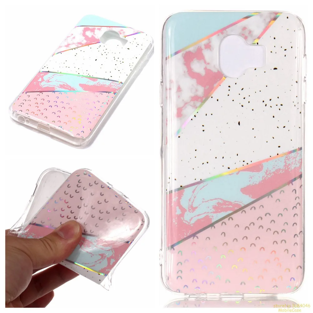 Лазерный чехол для телефона samsung J4 2018 на заднюю часть роскошный с мраморным