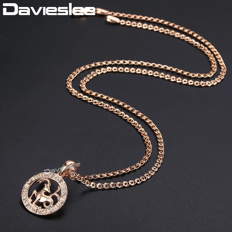 Davieslee женские весы Подвески 585 розовое золото Знак зодиака созвездие кулон для