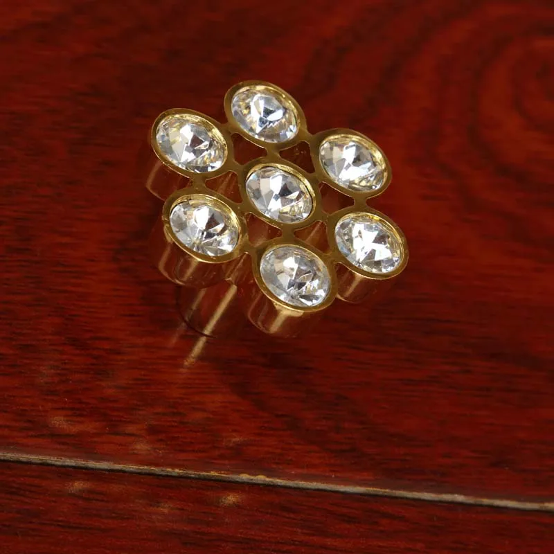 Ручки в форме цветка сливы ручки для ящиков шкафов со стразами стеклянный