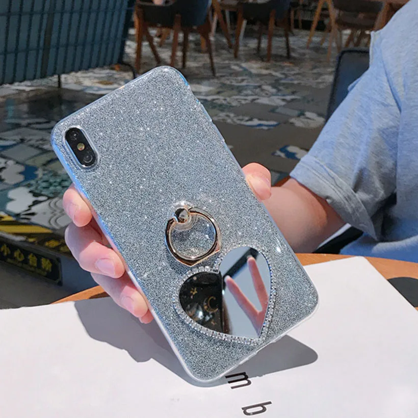 GR5 чехол для телефона для huawei Honor 7A Pro 7C 7X фотоаппаратов моментальной печати 7S 7 6A 6X 6C 5A 5X 5C играть 4A 4C палец кольцо Блеск Зеркало держатель Чехол Крышка - Цвет: BZJ hei