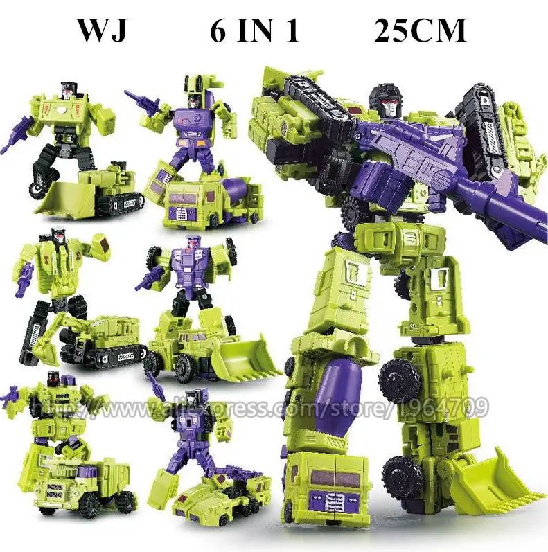 WJ 6 IN 1 Wei jiang 6 в 1 комплект Разрушитель Трансформации Игрушки крутой ко G1 DX9 фигурка Аниме Робот автомобиль инженерный грузовик модель мальчик ребенок - Цвет: WJ 6 IN 1