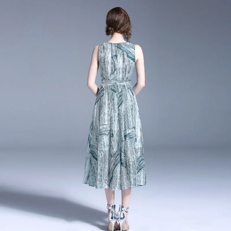 Повседневное платье-жилет 2019 летнее женское платье с круглым вырезом без рукавов