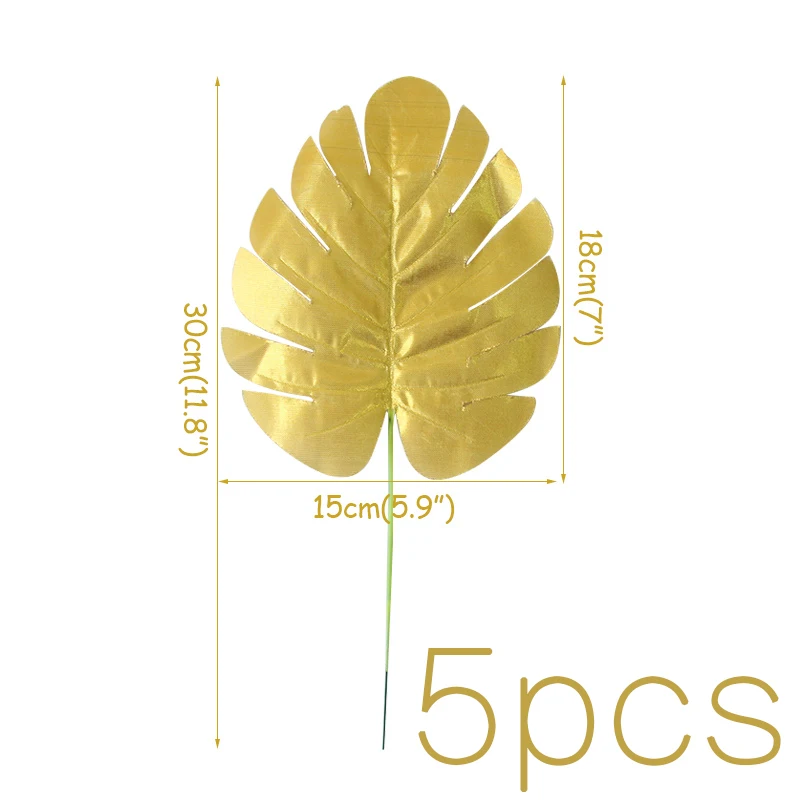 5pcs small leaf 5 шт Искусственные растения монстра Палм-тропические растения с золотыми листочками для домашний декор "сделай сам" Свадебная вечеринка украшения Луау для Гавайской вечеринки - Цвет: 5pcs small leaf