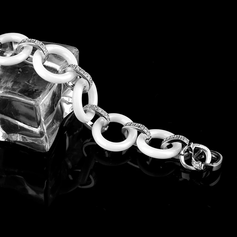 Новинка 2017 женский браслет белый керамический с украшениями стразы чокер из