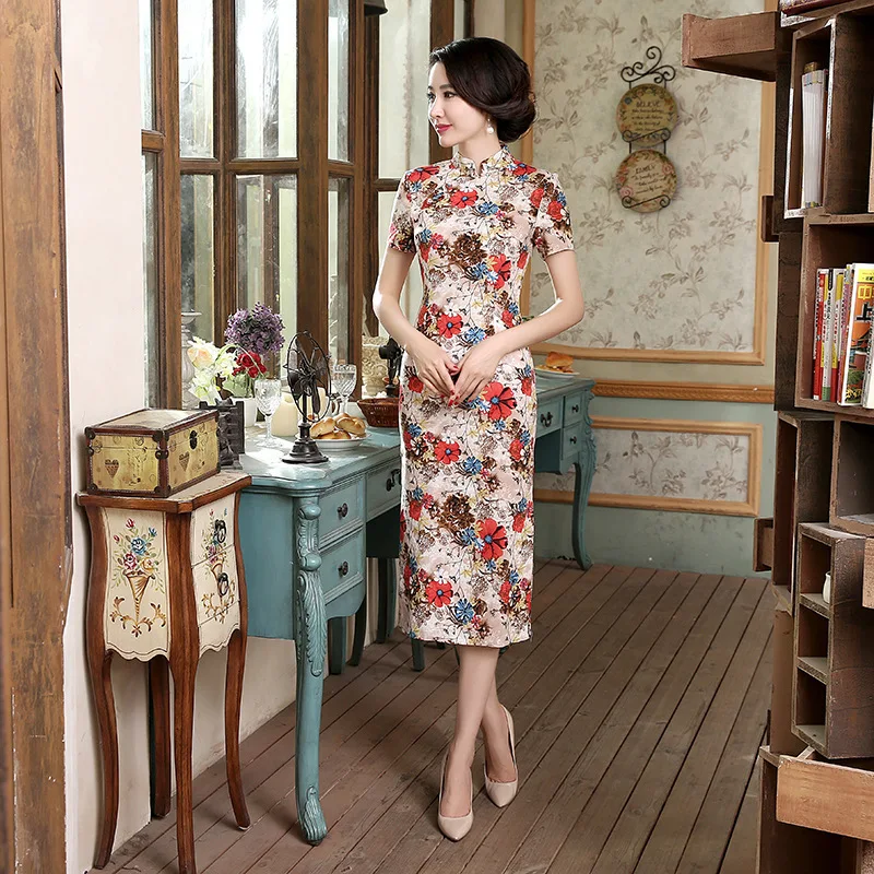 Sheng Coco женские Vestido Cheongsam Qipao осенние ретро женские длинные льняные хлопковые с новогодней елкой, бумажный платья большого размера 3XL