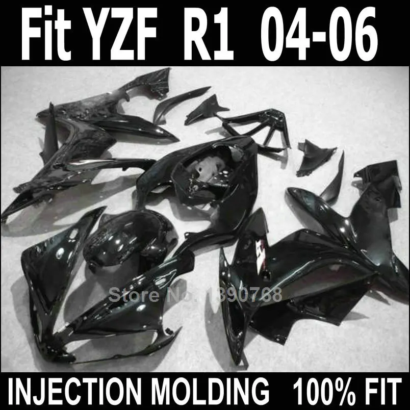 

Black Motorcycle fairing kit for Yamaha injection molded YZFR1 2004 2005 2006 fairings set YZFR1 04 05 06 NV28
