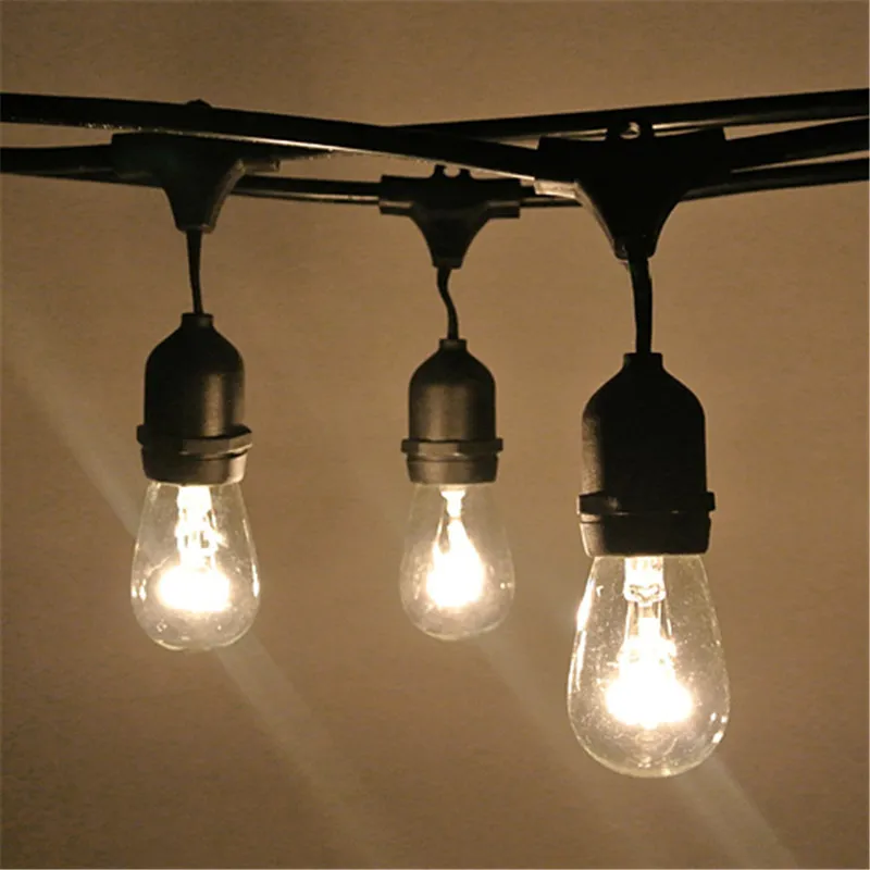 

UL Listed 14.4m Outdoor Patio Bistro Backyard Wedding Christmas Vintage String Light With S14 E27 Clear Bulbs