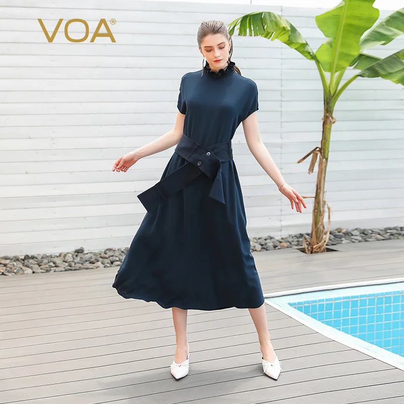 VOA пояс широкие пояса тяжелый шелк длинное платье осень vestido sukienki Jurken женская
