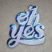 large letters oh yes sequins patches for clothes bags t shirt iron on sequined patch diy decoration sequined appliques fashion
