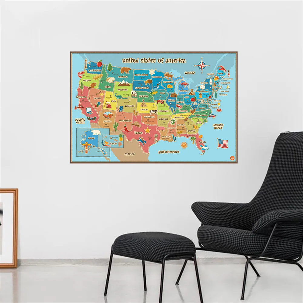 Креативная новейшая карта американского флага наклейка на стену гостиная диван