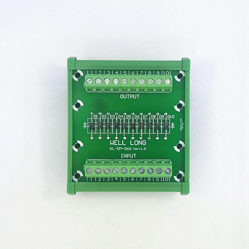 Клеммный блок с защитой от диодов на din-рейке IN4007 1A/1200V диодный клеммный блок